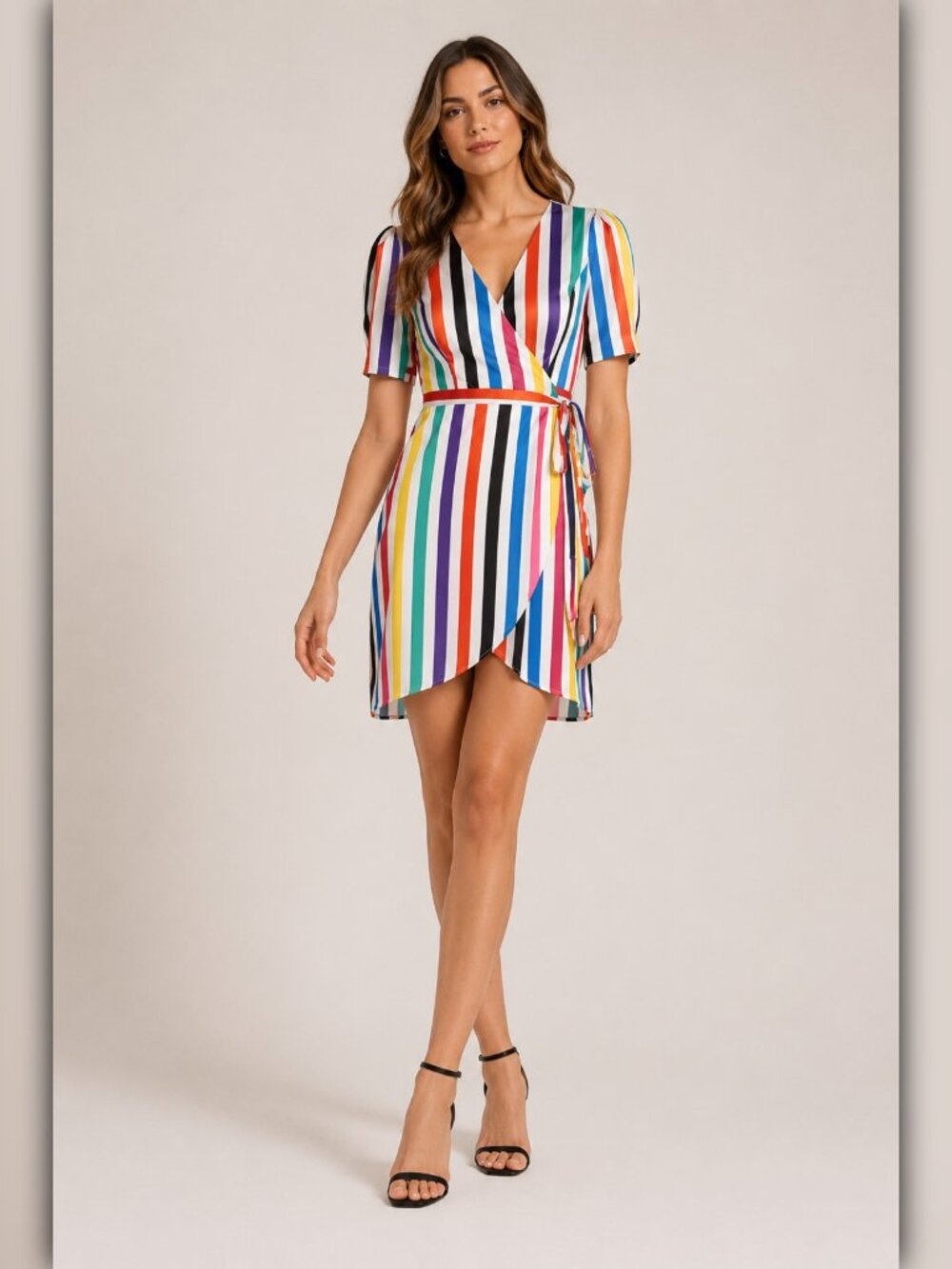 A238 • Rainbow Stripe Wrap Mini Dress